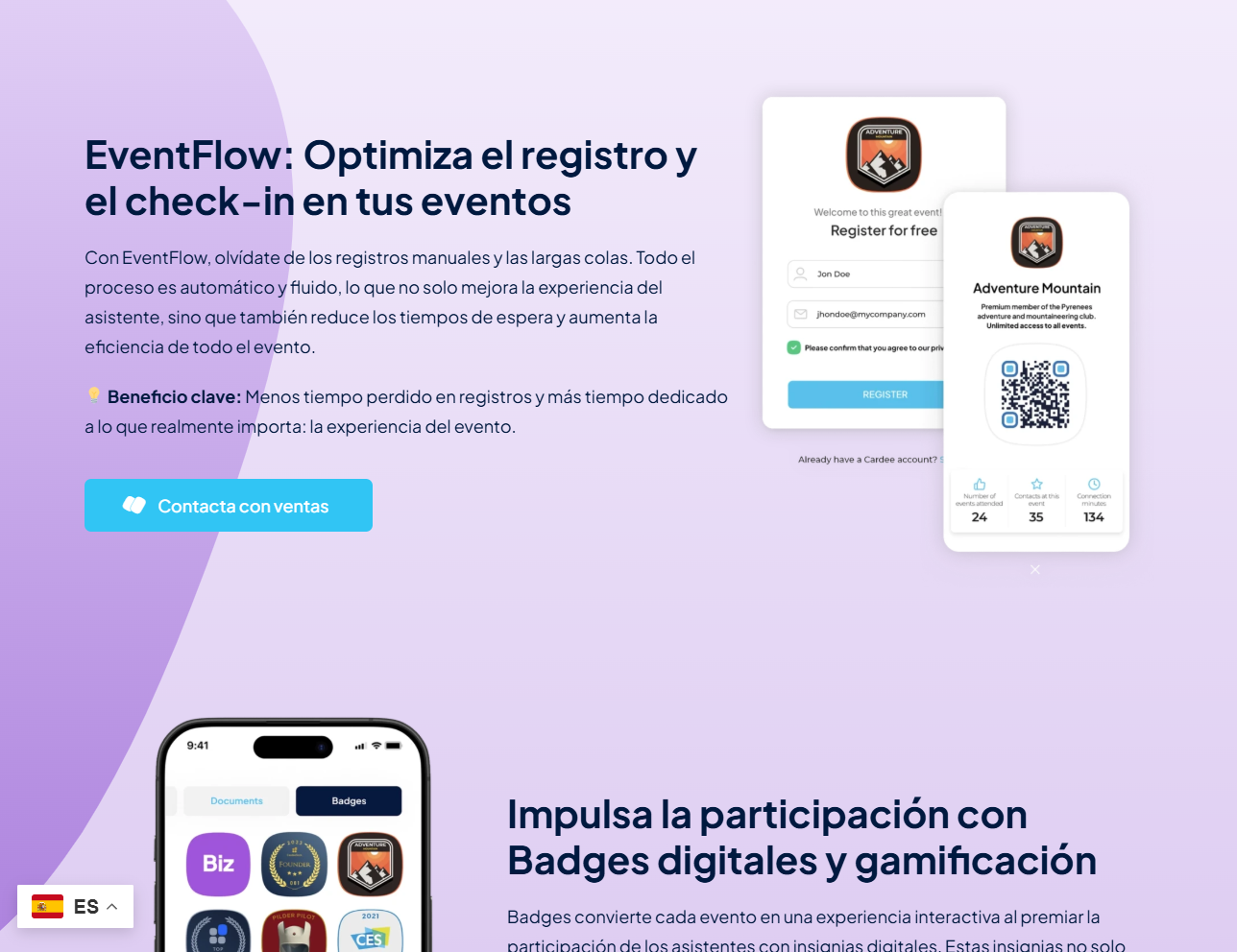 Funcionalidad de intercambio de tarjetas digitales mediante tecnología NFC en Cardee